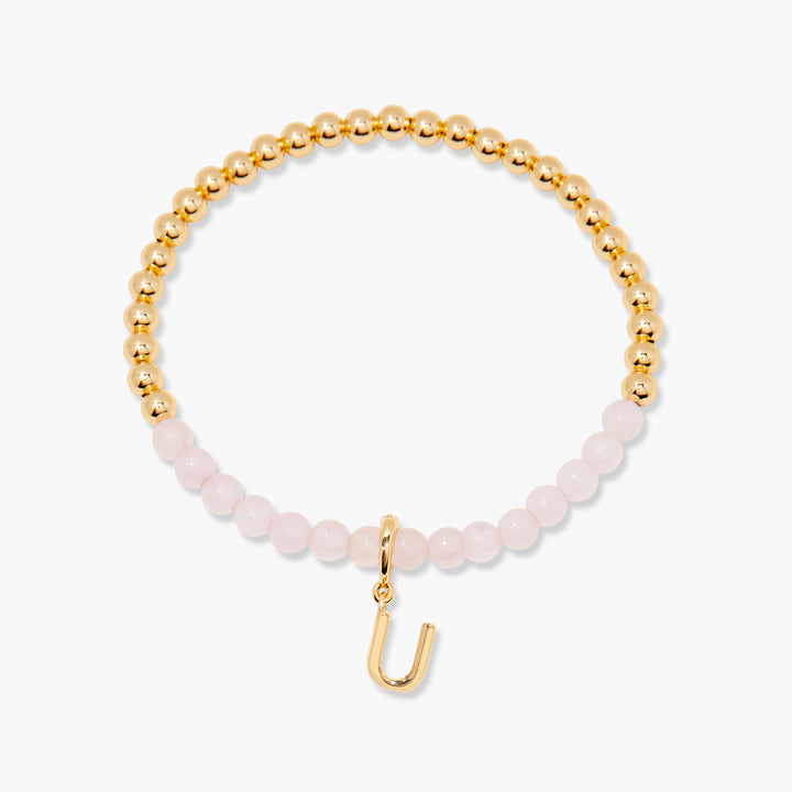 Bennett Initial Gemstone Bracelet-Rose Quartz