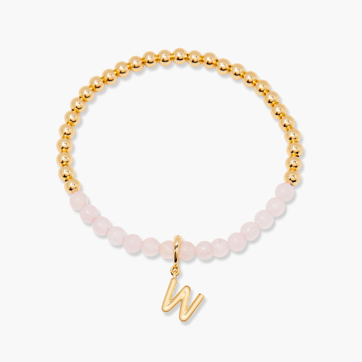 Bennett Initial Gemstone Bracelet-Rose Quartz