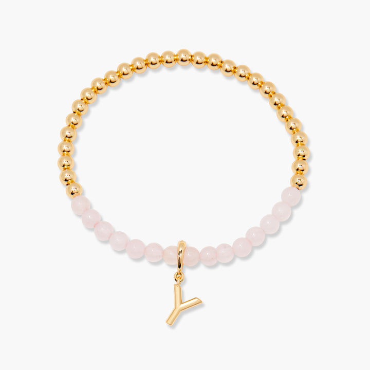 Bennett Initial Gemstone Bracelet-Rose Quartz