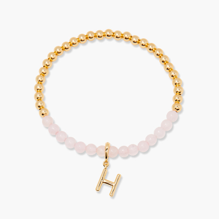 Bennett Initial Gemstone Bracelet-Rose Quartz