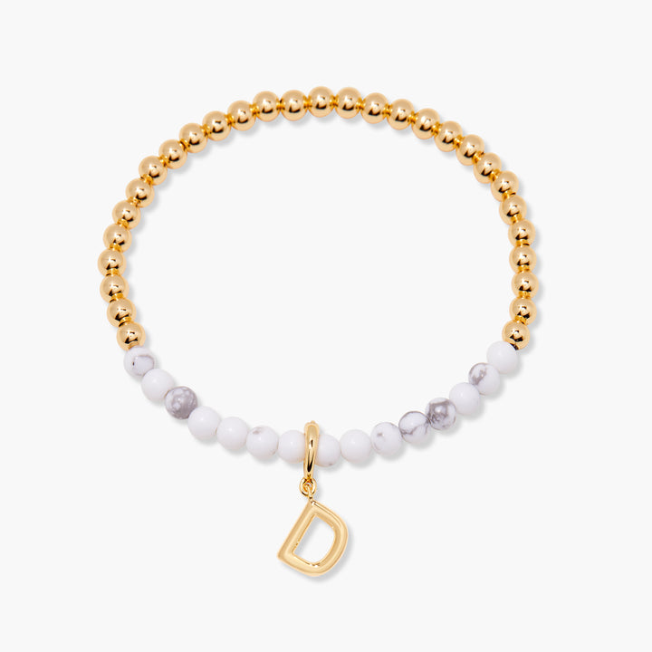 Bennett Initial Gemstone Bracelet-Howlite