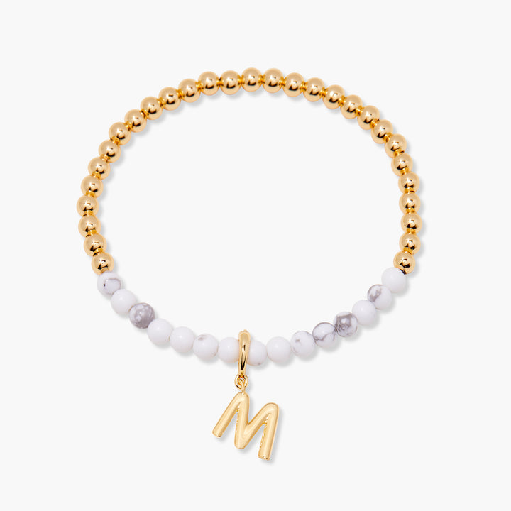 Bennett Initial Gemstone Bracelet-Howlite