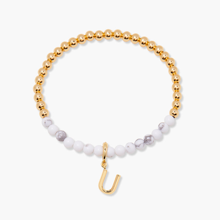 Bennett Initial Gemstone Bracelet-Howlite