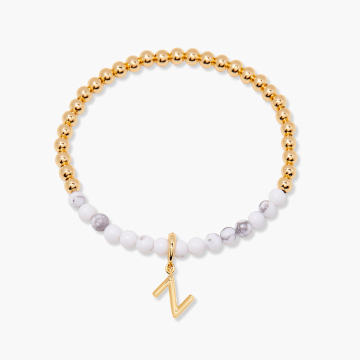 Bennett Initial Gemstone Bracelet-Howlite