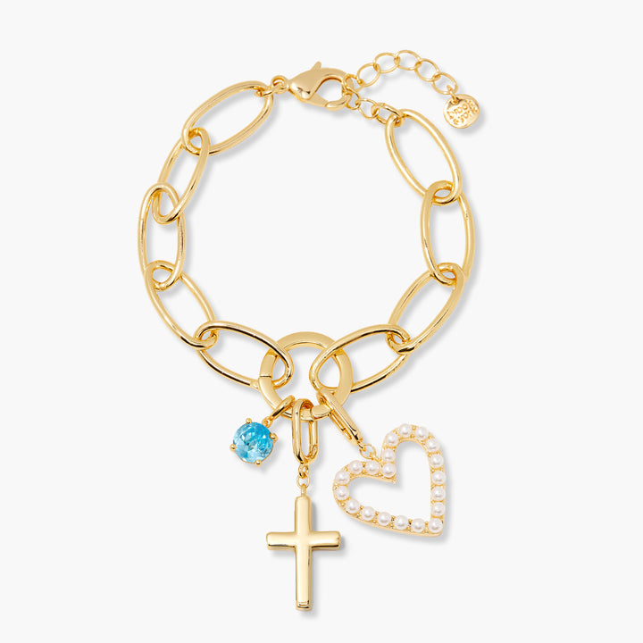 Cami Birthstone Cross Charm Bracelet