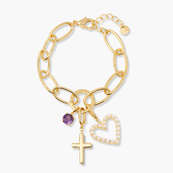 Cami Birthstone Cross Charm Bracelet