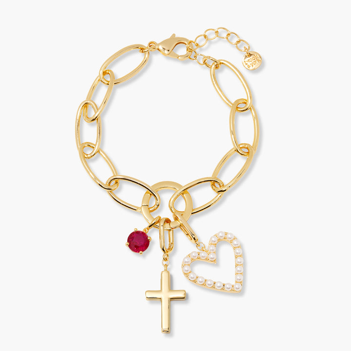 Cami Birthstone Cross Charm Bracelet