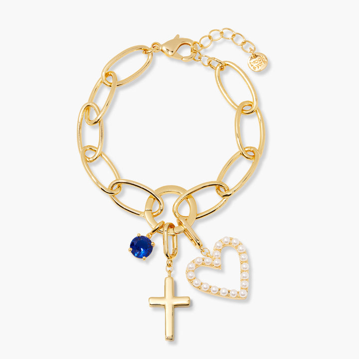 Cami Birthstone Cross Charm Bracelet