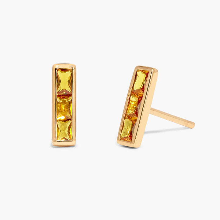 Jewel Vermeil Birthstone Bar Earrings