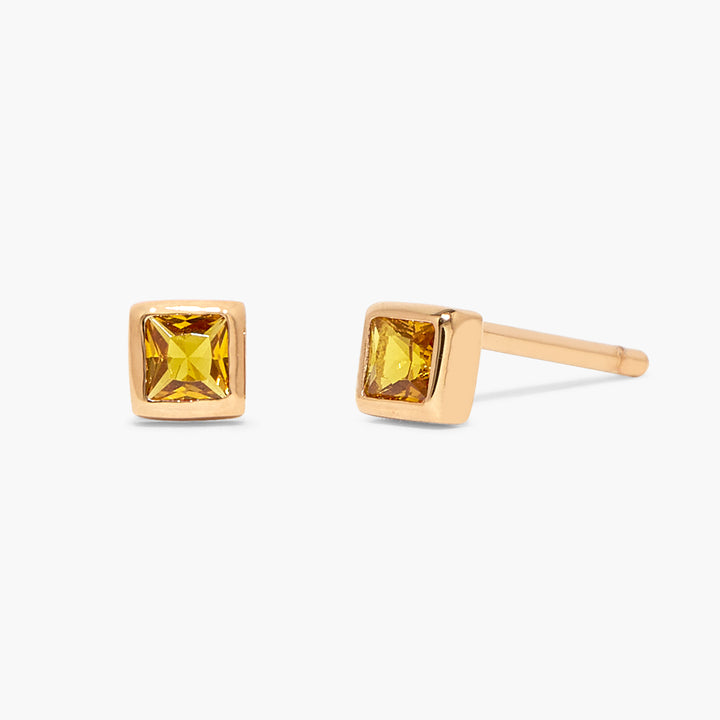 Sage Square Vermeil Birthstone Earrings