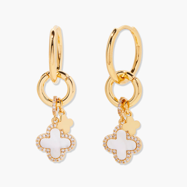 Chatham Clover Pearl Charm Hoops