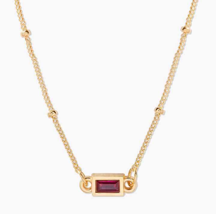 Jules Bezel Baguette Birthstone Necklace