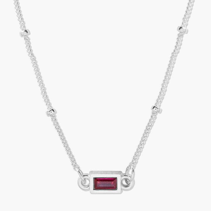 Jules Bezel Baguette Birthstone Necklace