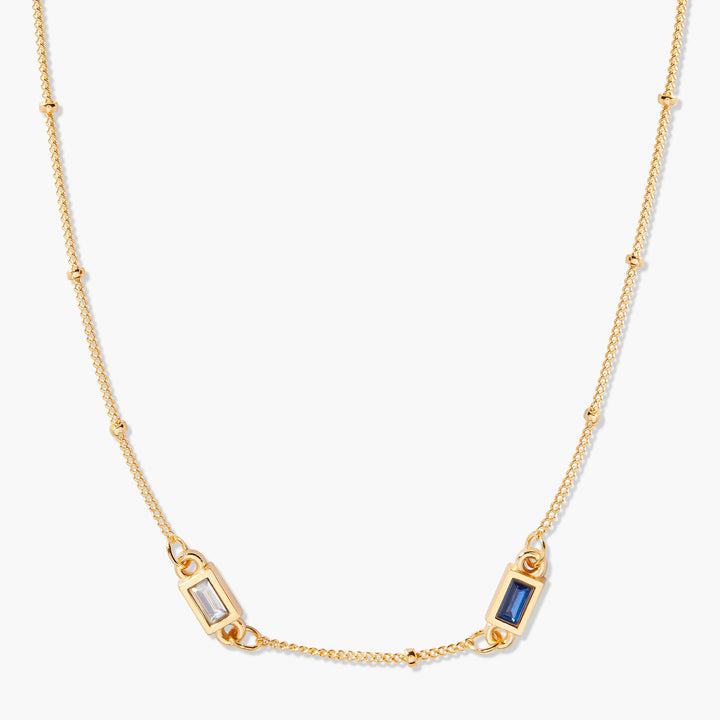 Jules Bezel Baguette Birthstone Necklace