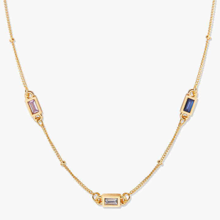 Jules Bezel Baguette Birthstone Necklace