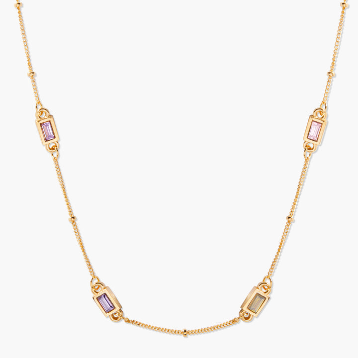 Jules Bezel Baguette Birthstone Necklace