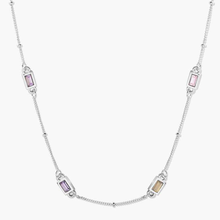 Jules Bezel Baguette Birthstone Necklace