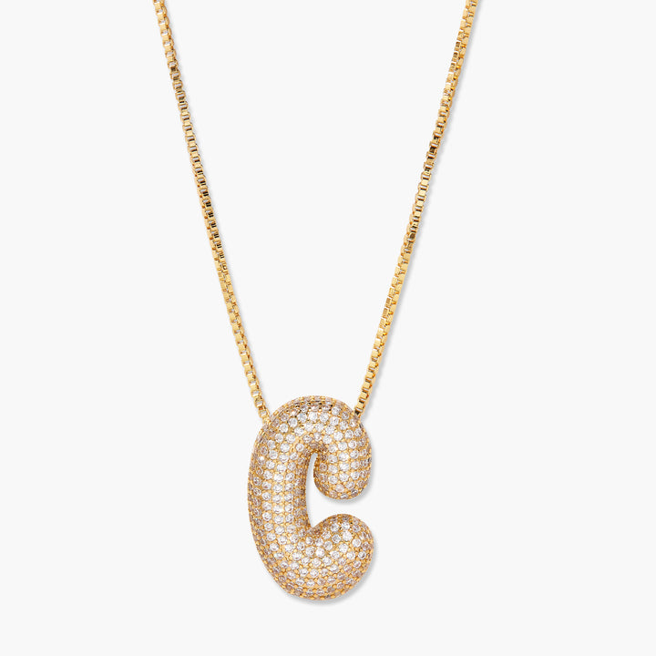 Elle Bubble Initial Pendant Necklace