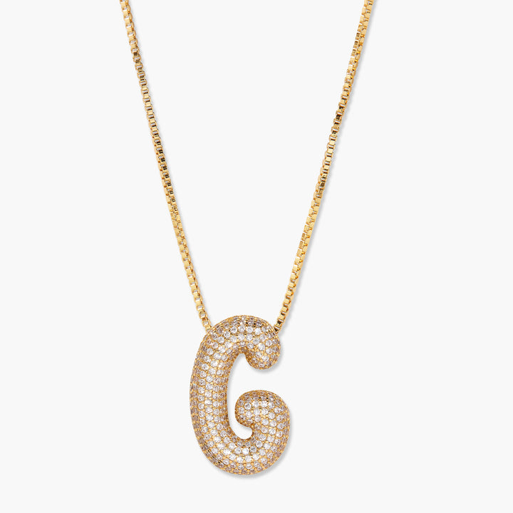 Elle Bubble Initial Pendant Necklace