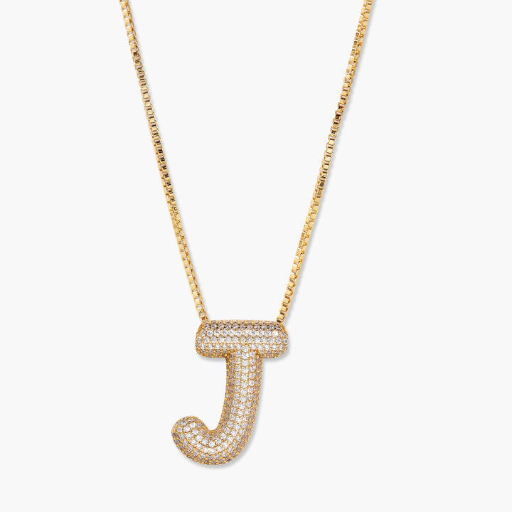 Elle Bubble Initial Pendant Necklace