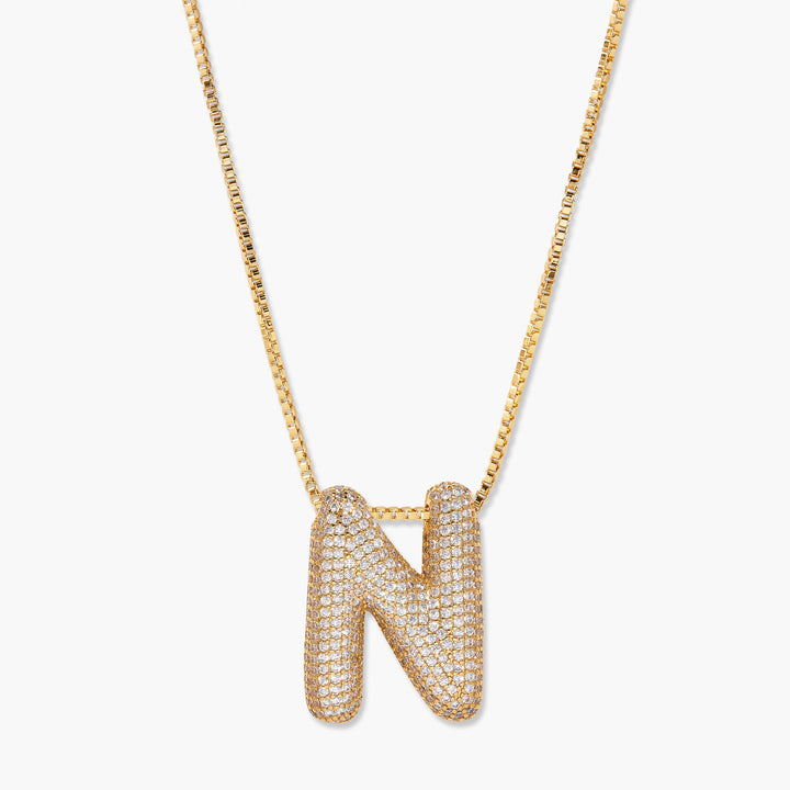 Elle Bubble Initial Pendant Necklace