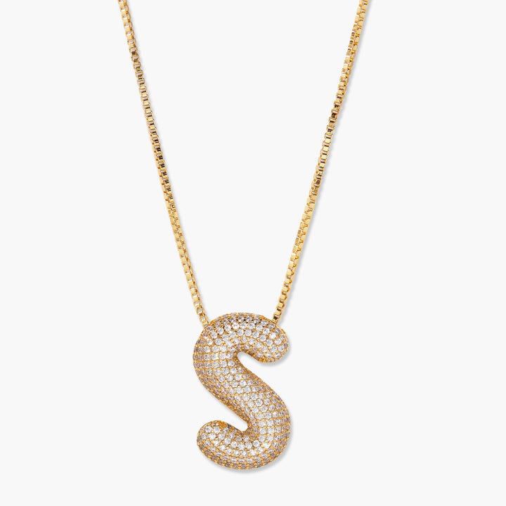 Elle Bubble Initial Pendant Necklace