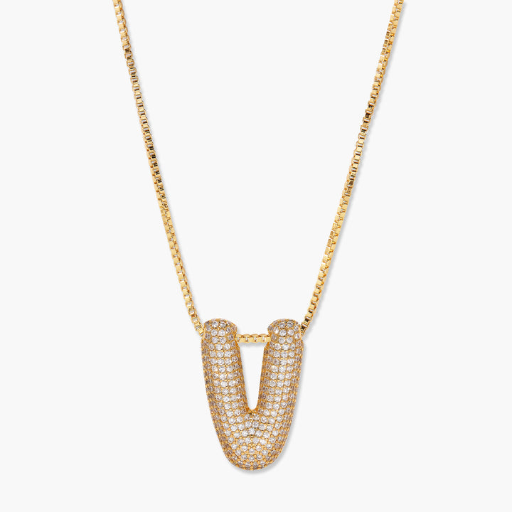 Elle Bubble Initial Pendant Necklace