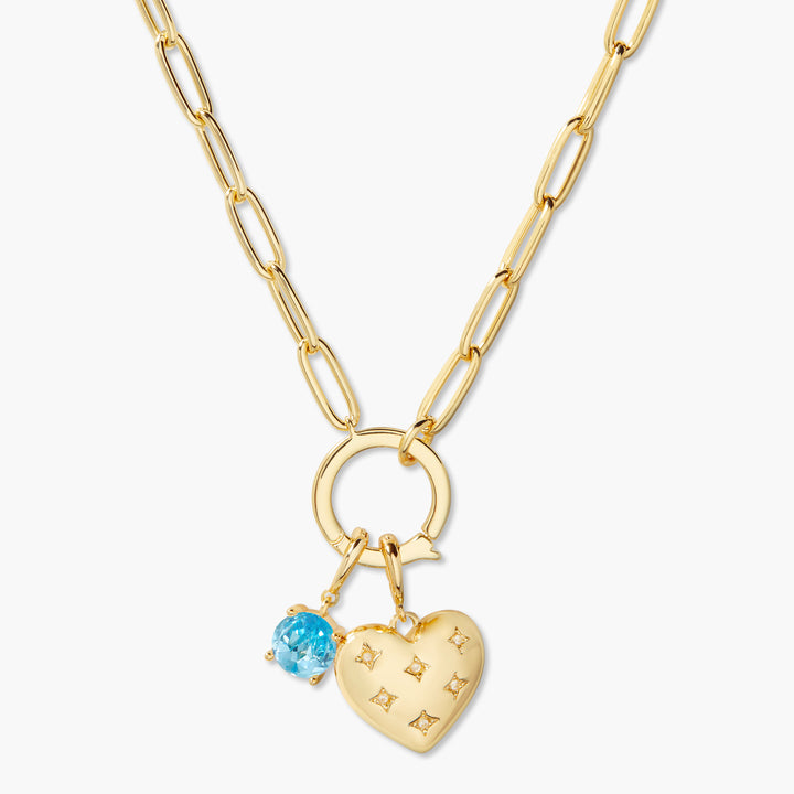 Lillian Birthstone Heart Charm Necklace