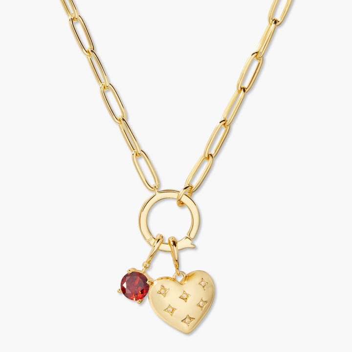 Lillian Birthstone Heart Charm Necklace