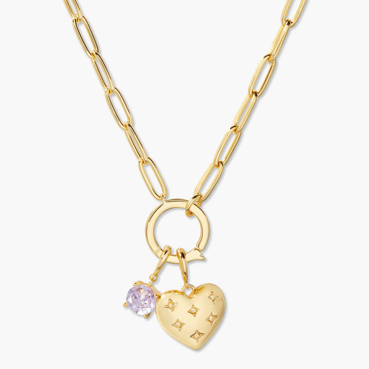 Lillian Birthstone Heart Charm Necklace