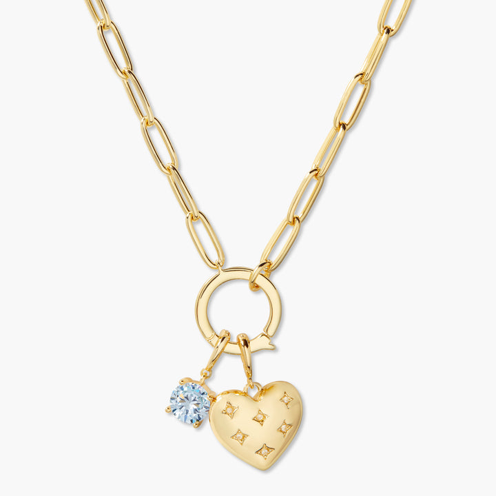 Lillian Birthstone Heart Charm Necklace