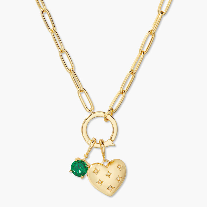 Lillian Birthstone Heart Charm Necklace