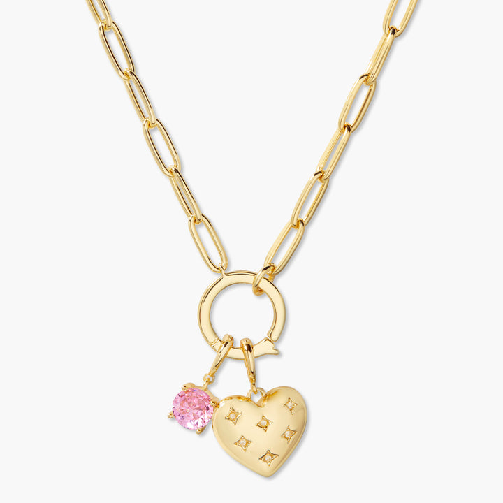 Lillian Birthstone Heart Charm Necklace