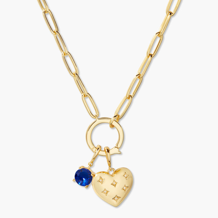 Lillian Birthstone Heart Charm Necklace