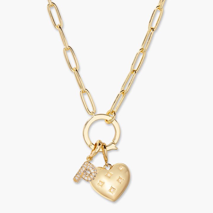 Lillian Initial Heart Charm Necklace