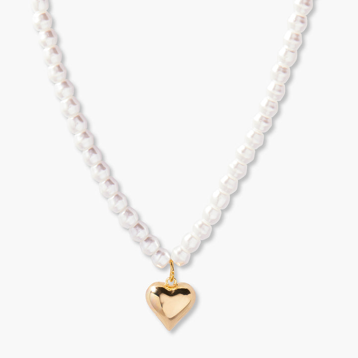 Ruby Pearl Heart Necklace
