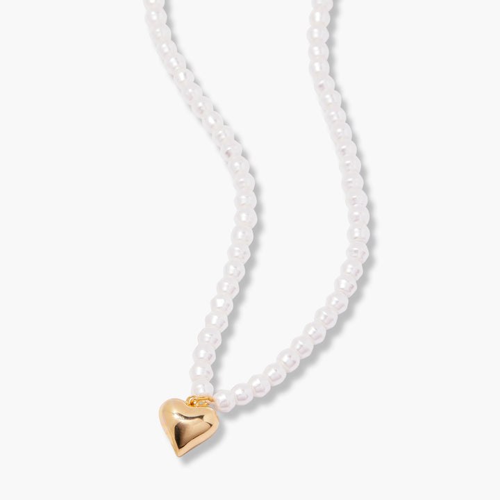 Ruby Pearl Heart Necklace