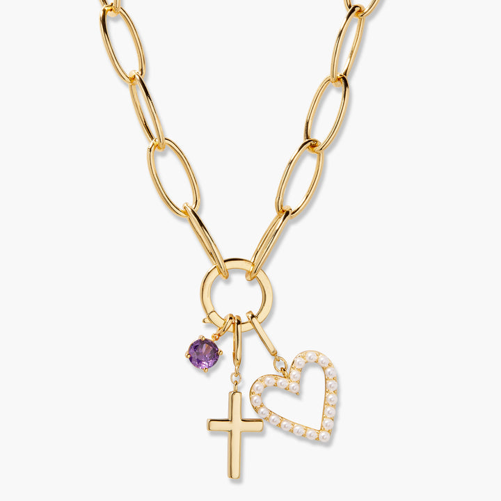 Cami Birthstone Cross Charm Necklace