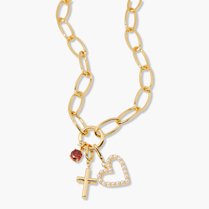 Cami Birthstone Cross Charm Necklace