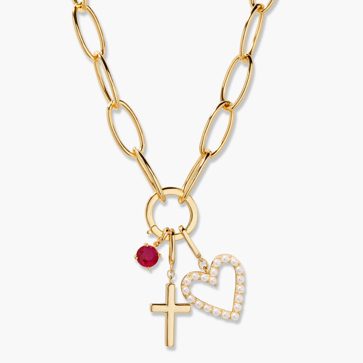 Cami Birthstone Cross Charm Necklace