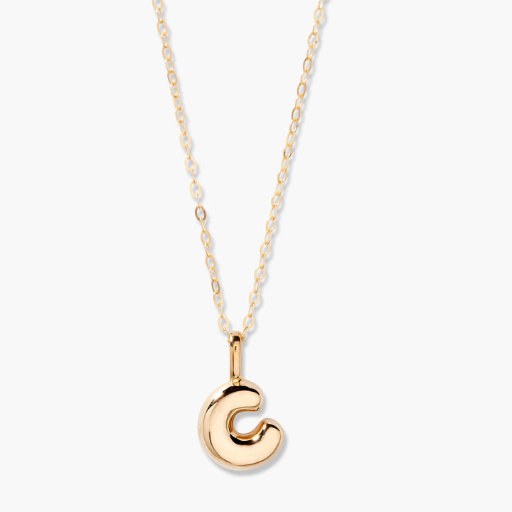 Darby 14K Gold Bubble Initial Pendant