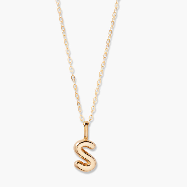 Darby 14K Gold Bubble Initial Pendant