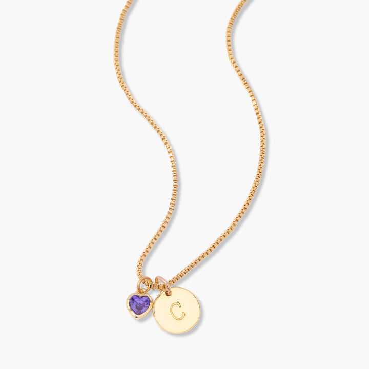 Mackenzie Heart Birthstone Initial Necklace