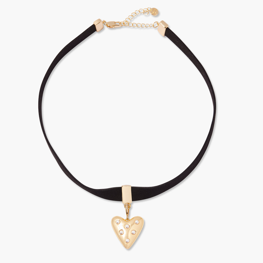 heart black tie choker