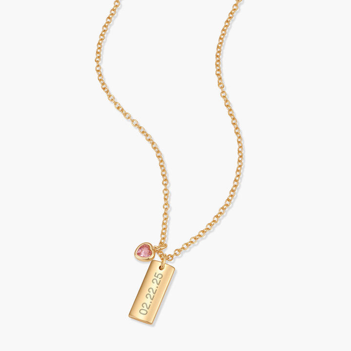 Mini Date Bar Birthstone Necklace