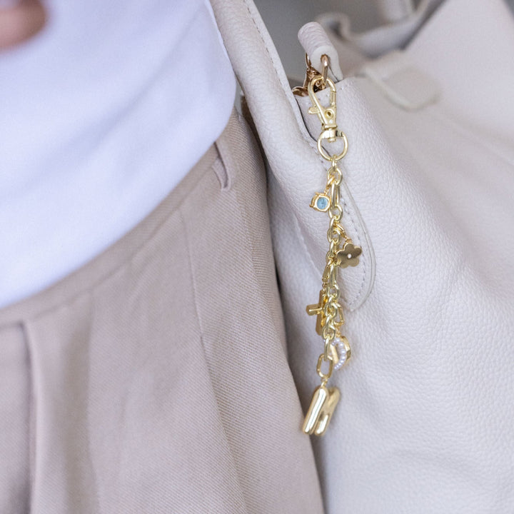 Presley Birthstone Initial Heart Bag Charm