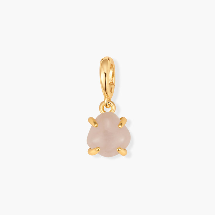 Mabel Birthstone Charm with a rounded pink cabochon stone in a prong setting, attached to a ring clasp.