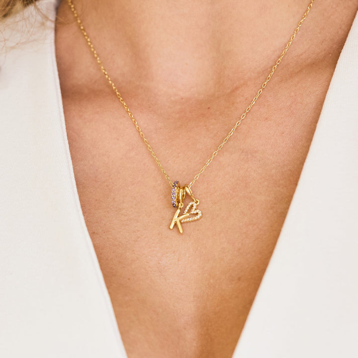 Kate Birthstone Initial Mini Heart Necklace
