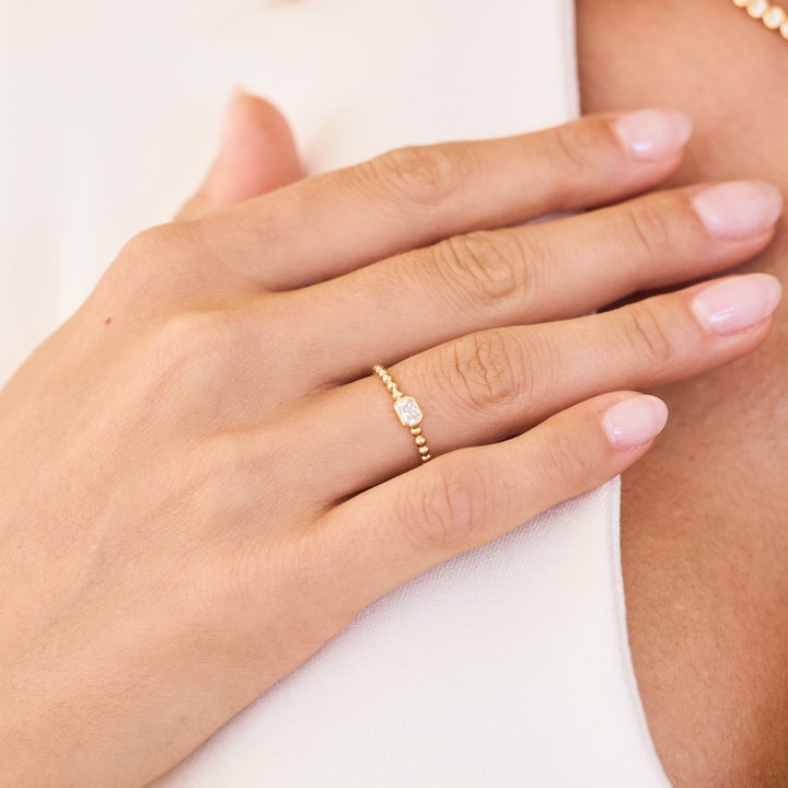 Lumi 14K Gold Emerald Diamond Ring