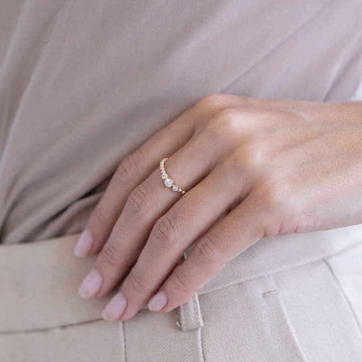 Lumi 14K Gold Three Diamond Ring